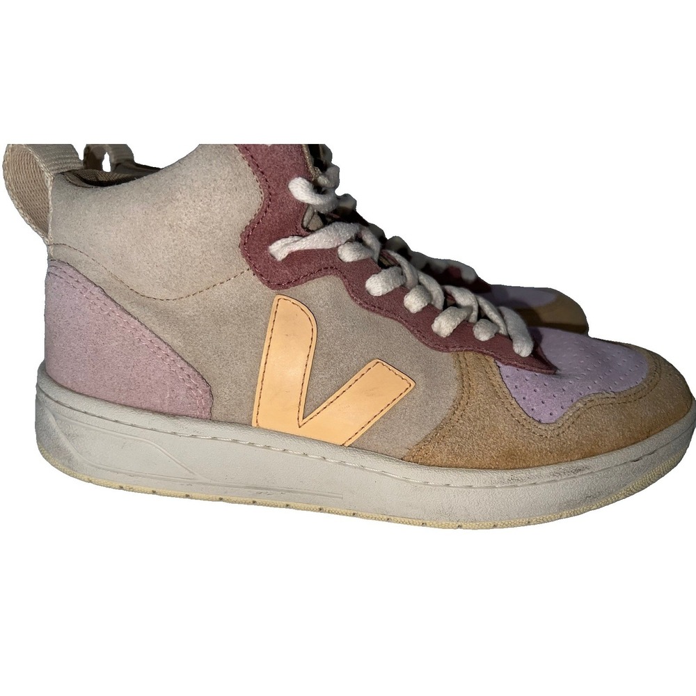 Veja V-15 Multico Peach Suede Leather Lace Up High Top Women's Size 6(8-b18)